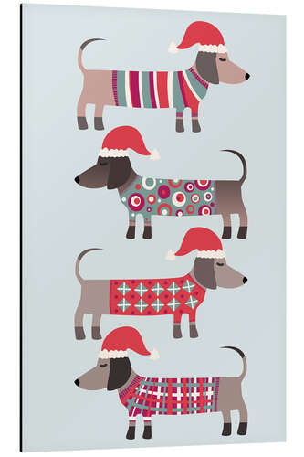 Cuadro de aluminio Christmas Wiener Dogs in Santa Hats