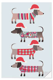 Wandsticker Weihnachtsdackel mit Nikolausmütze - Nic Squirrell