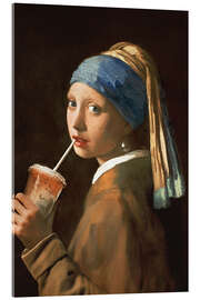 Akrylbillede Girl With Iced Latte - Jonas Loose