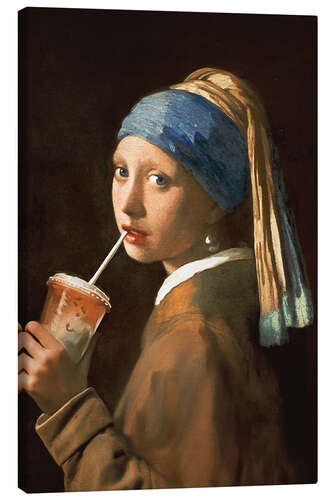 Lerretsbilde Girl With Iced Latte