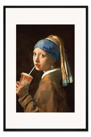 Gerahmter Kunstdruck Das Mädchen mit Milchshake