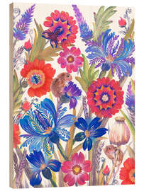 Holzbild Versteckte Mäuse zwischen Blumen - Tetiana Savchenko