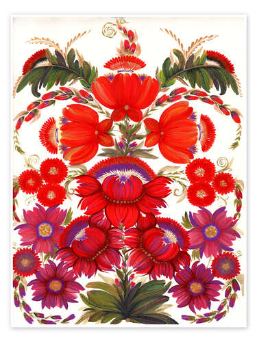 Póster Flower tree of fertility, Ukrainian folk art