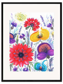 Gerahmter Kunstdruck Feld mit wilden Blumen