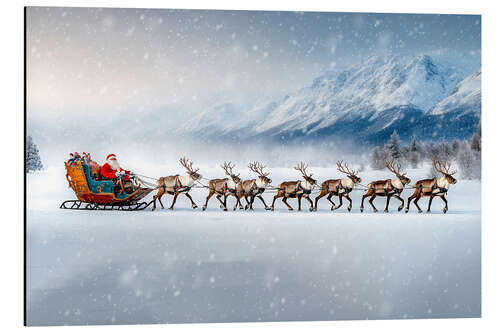 Tableau en aluminium Santa Claus on his way to work