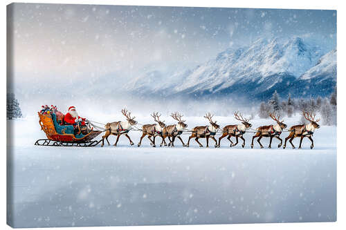 Canvas print Santa Claus on his way to work