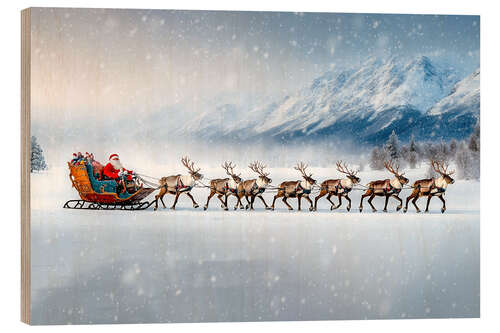 Stampa su legno Santa Claus on his way to work
