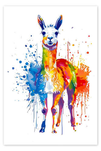 Poster Alpaca in the colours of life