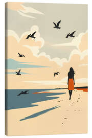 Leinwandbild Spaziergang am Strand - Peter Roder