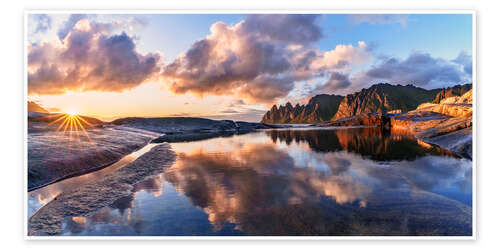 Plakat Sunset on the Devil's Teeth, Senja Island, Norway