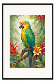 Gerahmter Kunstdruck Tropischer Papagei