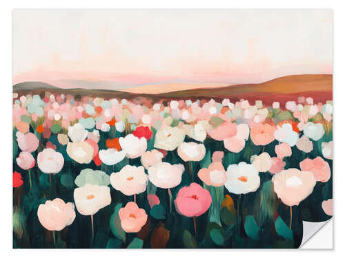 Wandsticker Tulpen und Sonnenaufgang