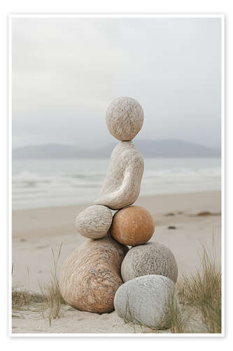 Poster Stein-Skulptur am Strand