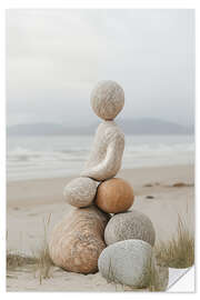 Wandsticker Stein-Skulptur am Strand - Frank Daske