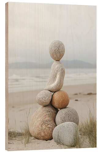 Trätavla Stone sculpture on the beach