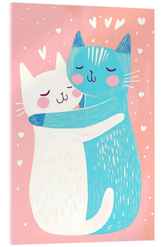 Tableau en verre acrylique Cat love forever