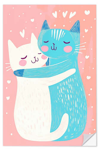 Selvklebende plakat Cat love forever