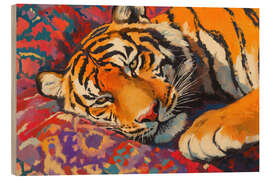 Trätavla Tiger on a Moroccan rug - Felipe Hora