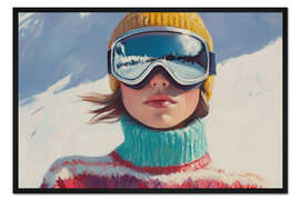Gerahmter Kunstdruck Skifahrerin