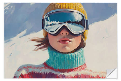 Wandsticker Skifahrer Mädchen