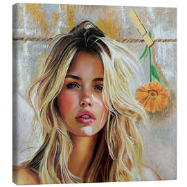 Obraz na płótnie Beautiful blonde woman with orange flower - Simona Zecca