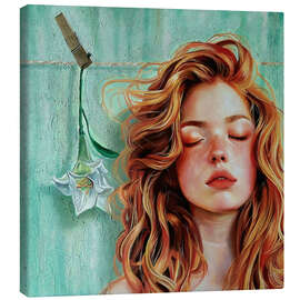 Obraz na płótnie Beautiful red-haired woman with white lily - Simona Zecca