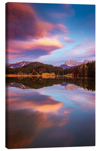 Stampa su tela Autumn evening at Geroldsee