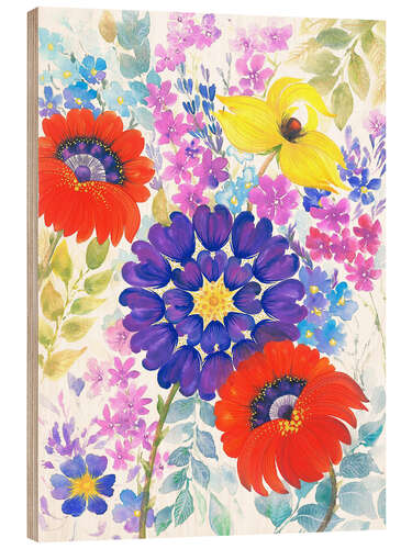Wood print Vibrant Floral Symphony