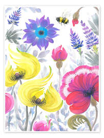 Wandbild Wildblumen und Bienen - Tetiana Savchenko