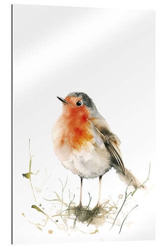 Stampa su plexi-alluminio Watercolour robin