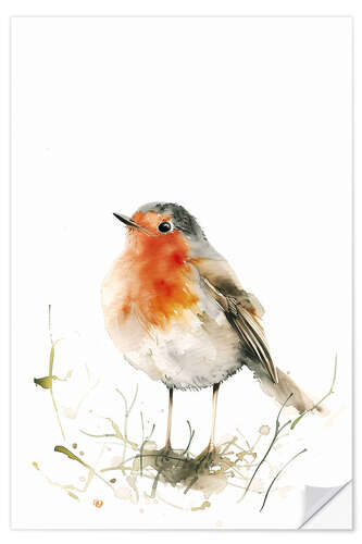 Vinilo para la pared Watercolour robin