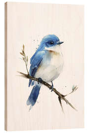 Trätavla Watercolour Bluebird - Christian Müringer