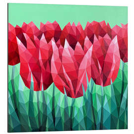 Alubild Rote Tulpen auf Grün - Maria Tuzhilkina