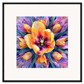 Kunsttryk i ramme Yellow tulips on purple