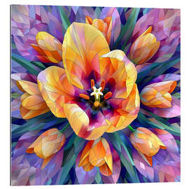 Gallery print Yellow tulips on purple