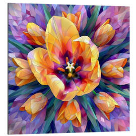 Magnettafel Gelbe Tulpen auf Lila