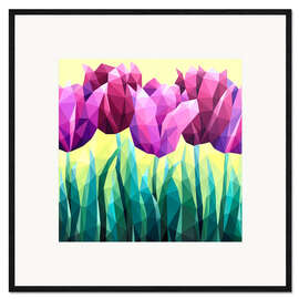 Stampa artistica con cornice Purple tulips on yellow