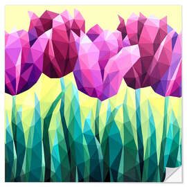 Wall sticker Purple tulips on yellow