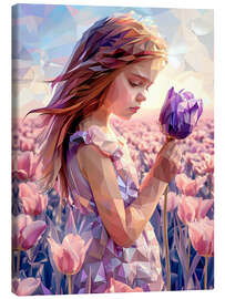 Lienzo Girl with purple tulip - Maria Tuzhilkina