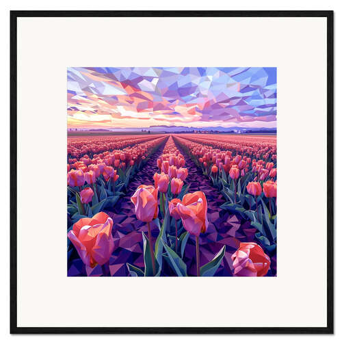 Stampa artistica con cornice Tulips at Sunset