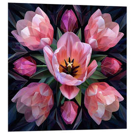 Hartschaumbild Rosa Tulpen auf Schwarz