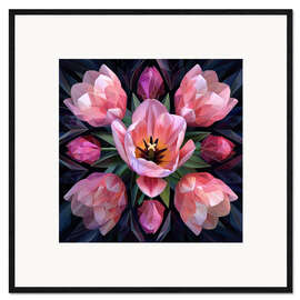 Stampa artistica con cornice Pink tulips on black