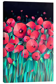 Canvastavla Red Poppies on Black