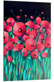 Magnettafel Rote Mohnblumen auf Schwarz