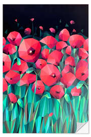 Selvklebende plakat Red Poppies on Black