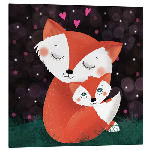 Acrylglas print Fox mother and fox child