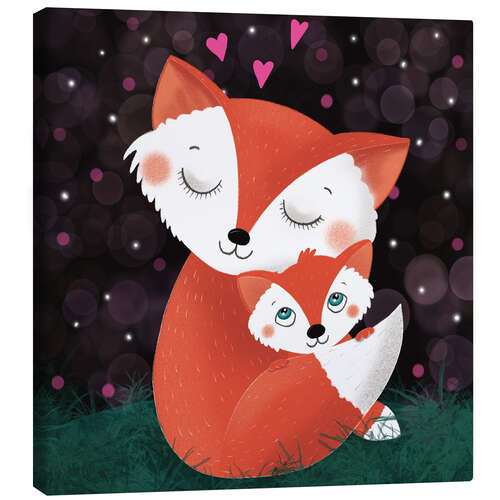 Quadro em tela Fox mother and fox child