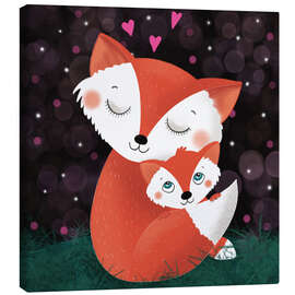 Canvas print Fox mother and fox child - WACHtraum