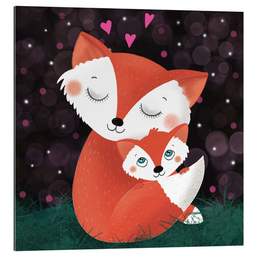 Cuadro de plexi-alu Fox mother and fox child