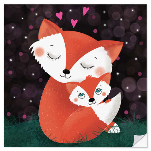 Sisustustarra Fox mother and fox child